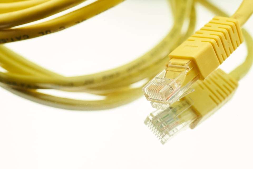 Close-up of a network cable connector