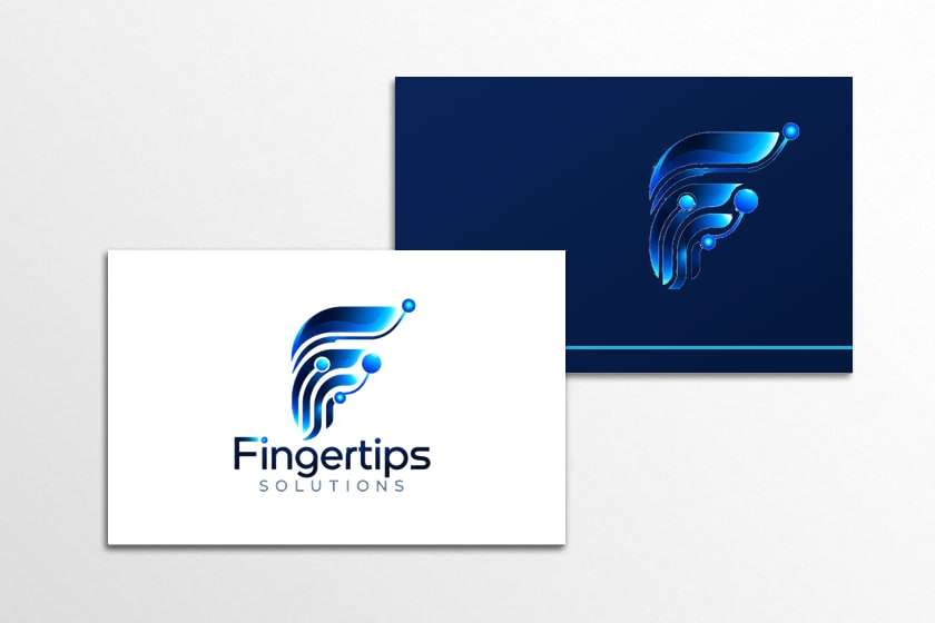 Fingertips Solutions business cards, front and back